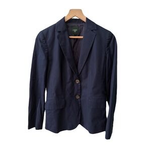 J.Crew Suiting Blazer 2 Navy Blue Stretch Cotton Two Button Jacket Career School